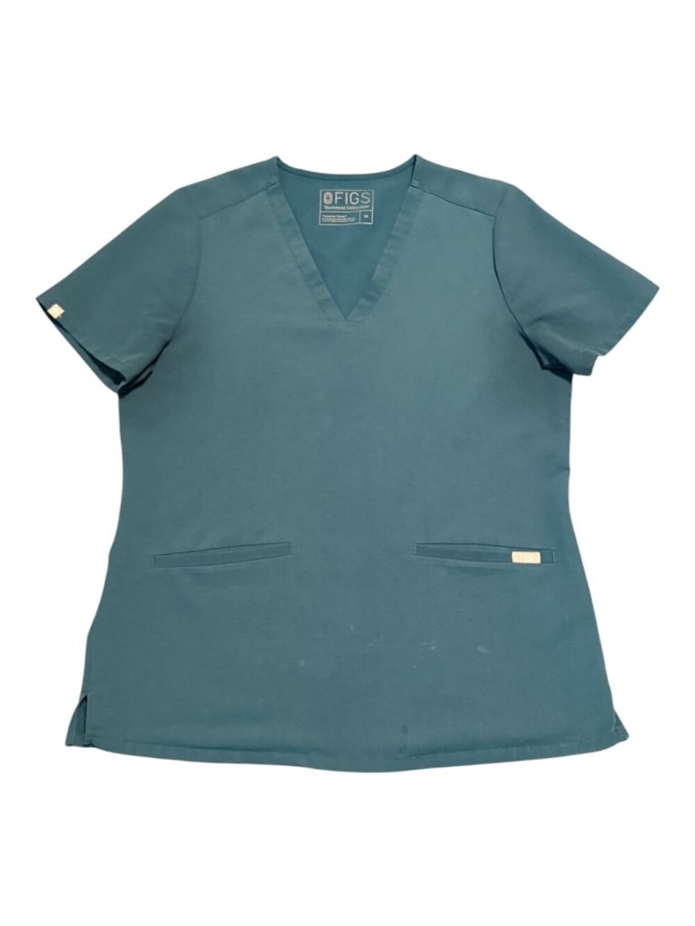 Figs Technical Collection Women's Scrub Top V Neck Sz: M Turquoise Check Desc